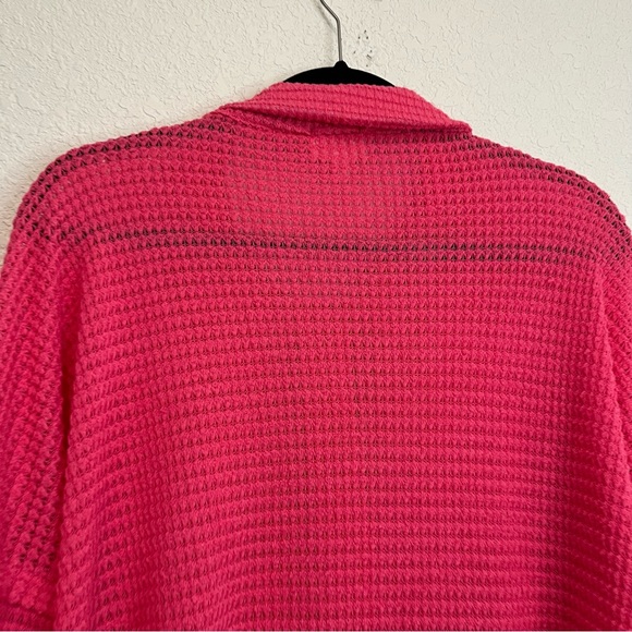 143 Story By Line Up Pink Crochet Knit Long Sleeve Button Up Shirt Top Size M - Picture 6 of 11